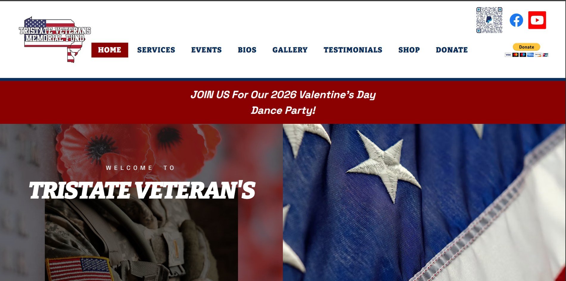 The previous TriState Veterans Memorial Fund homepage